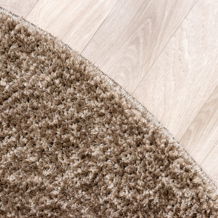 Hochflor Teppich Rund - Glazy Taupe Braun - 4