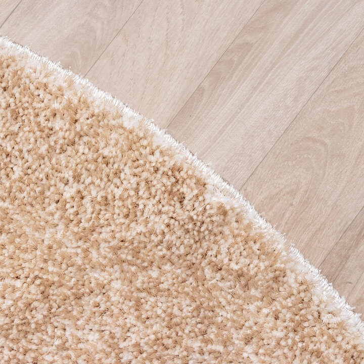Hochflor Teppich Rund - Glazy Beige Creme - 5
