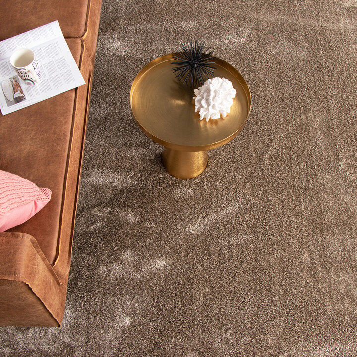 Hochflor Teppich - Glazy Taupe Braun - 3