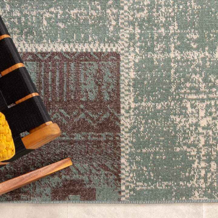 Teppich Vintage - Spring Patchwork Grün Grau - 6