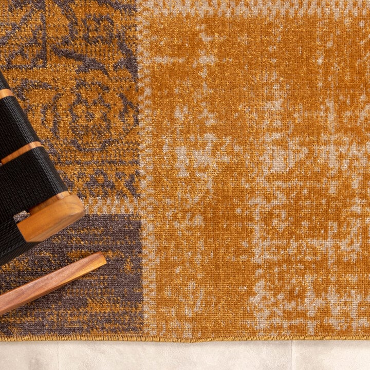 Teppich Vintage - Spring Patchwork Ockergelb Taupe - 6