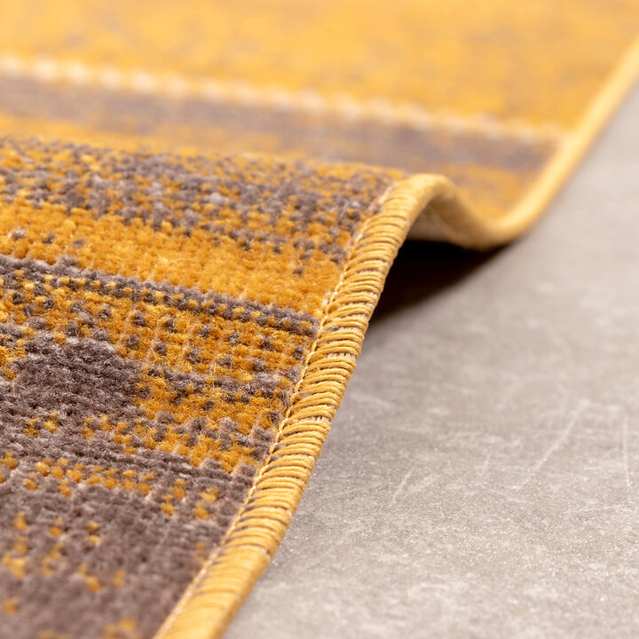 Teppich Vintage - Spring Patchwork Ockergelb Taupe - 7