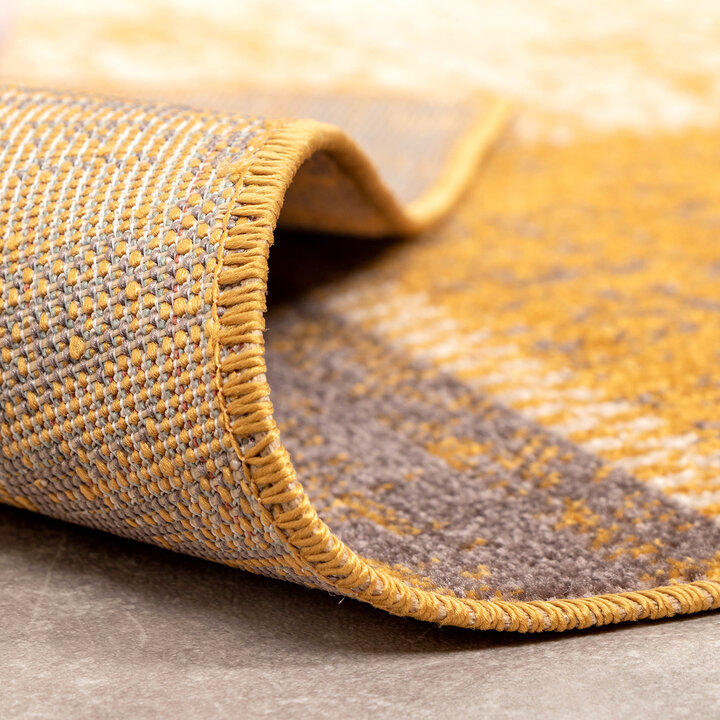 Teppich Vintage - Spring Patchwork Ockergelb Taupe - 8