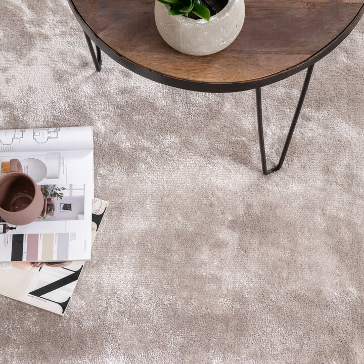 Waschbarer Viskose Teppich Rund - Vive Grau - 3