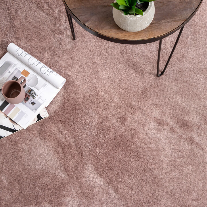 Waschbarer Viskose Teppich Rund - Vive Altrosa - 3