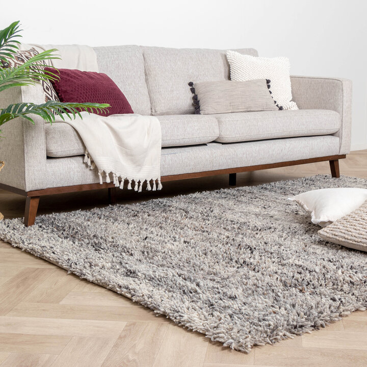 Hochflor Wollteppich - Royal Hellgrau Meliert - 3