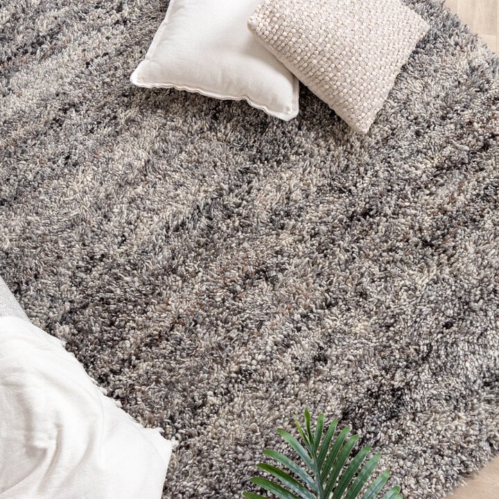 Hochflor Wollteppich - Royal Hellgrau Meliert - 5