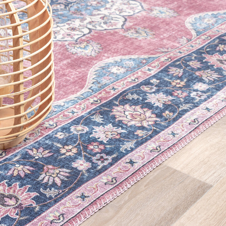 Teppich Vintage - Lily Medaillon Rot Rosa - 5