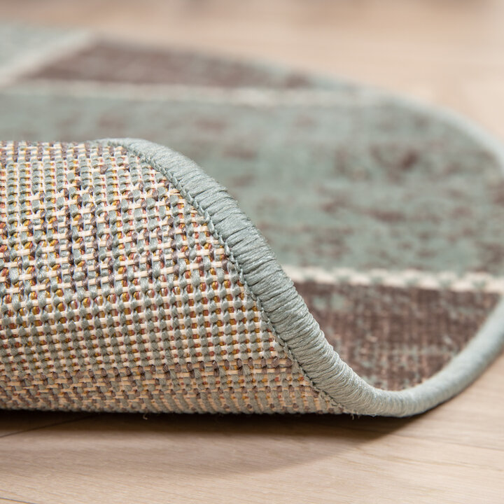 Teppich Vintage Rund - Spring Patchwork Grün Grau - 5