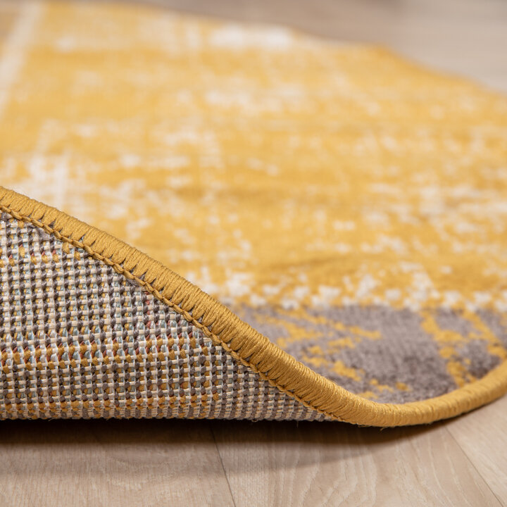 Teppich Vintage Rund - Spring Patchwork Ockergelb Taupe - 5