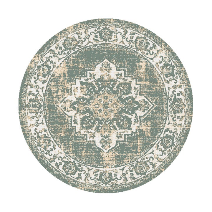 Teppich Vintage Rund - Spring Medaillon Grün Creme - 1