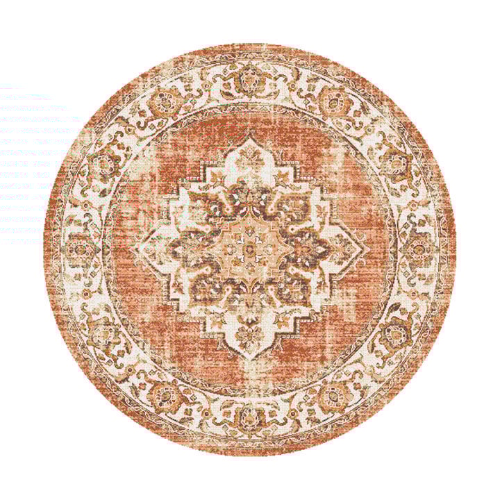 Teppich Vintage Rund - Spring Medaillon Terracotta Creme - 1