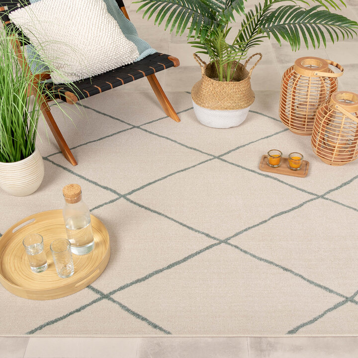 Teppich Skandinavisch - Odin Lines Creme Grün - 2