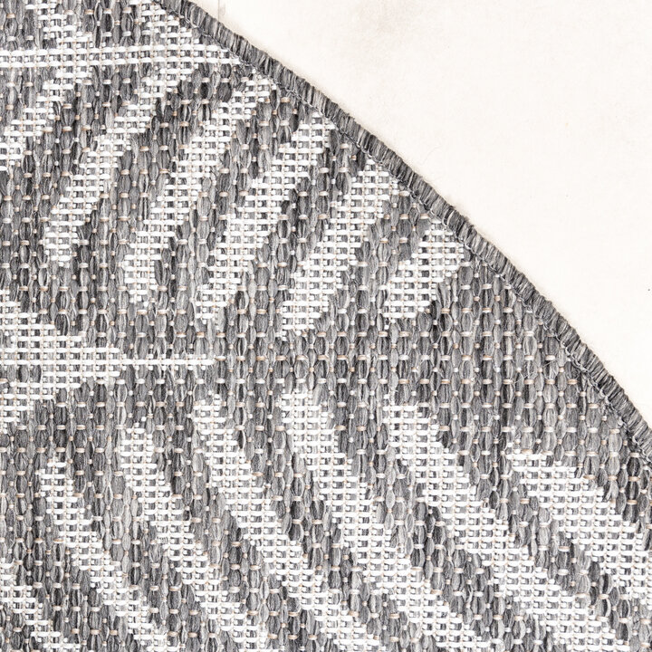 In- & Outdoor Teppich Rund - Summer Leaves Grau - 4