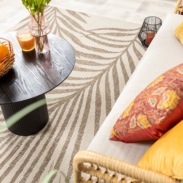 In- & Outdoor Jute Teppich - Nomad Leaves Creme - 3