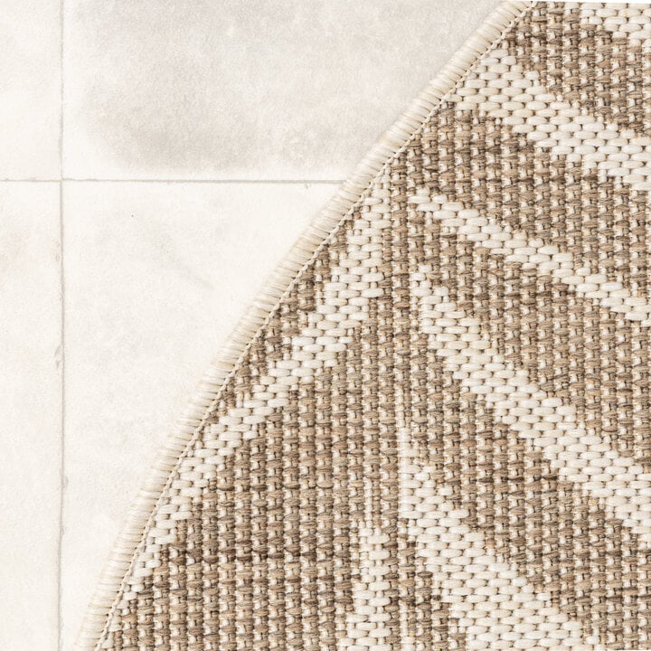 In- & Outdoor Jute Teppich Rund - Nomad Leaves Creme - 5