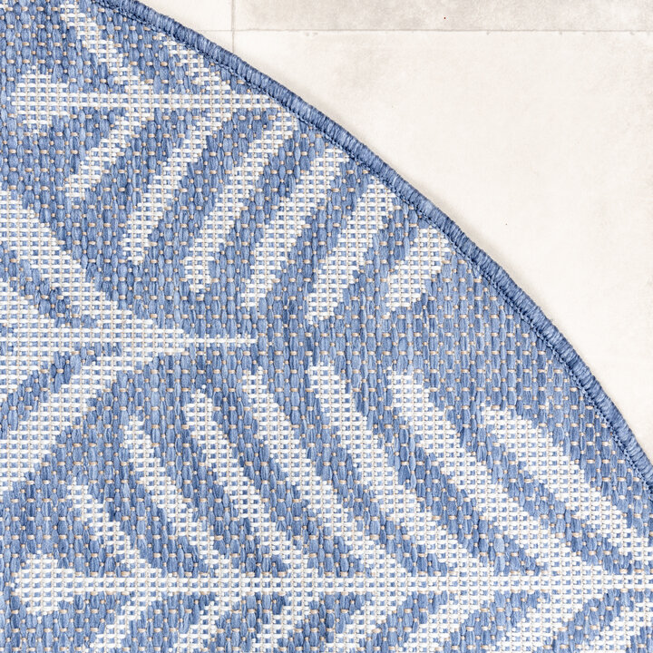 In- & Outdoor Teppich Rund - Summer Leaves Blau - 4