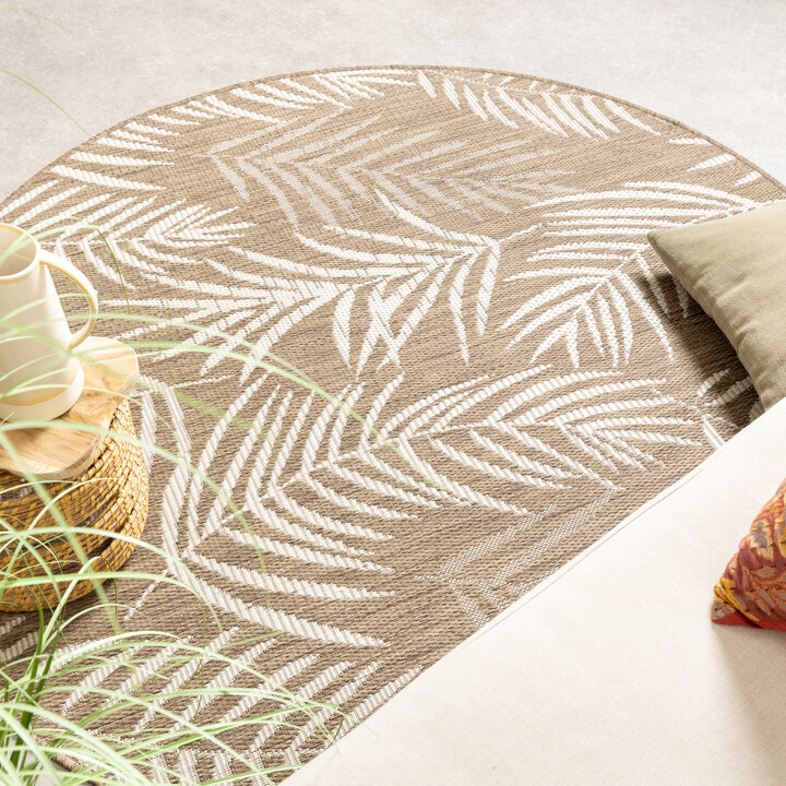 In- & Outdoor Teppich Rund - Malta Leaves Natur - 3