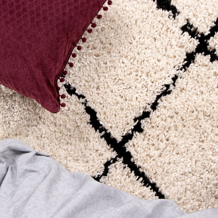 Teppich Hochflor Rund - Grand Lines Creme Schwarz - 4