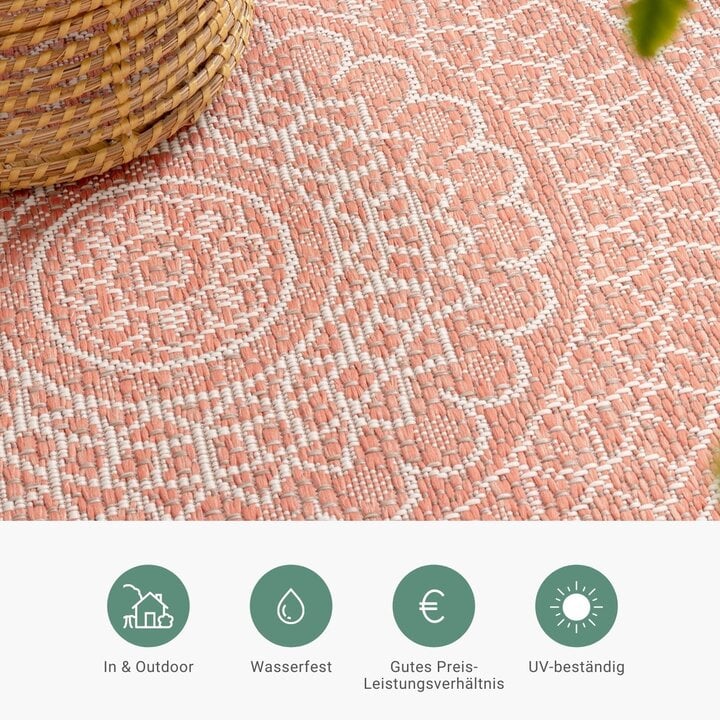In- & Outdoor Teppich Rund - Summer Azteca Rosa - 5