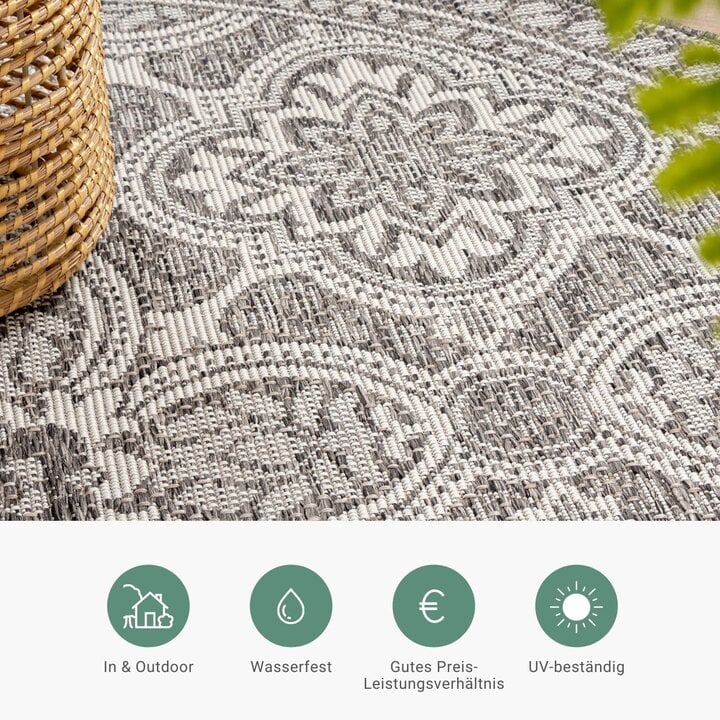 In- & Outdoor Teppich Rund - Summer Oriental Grau - 4