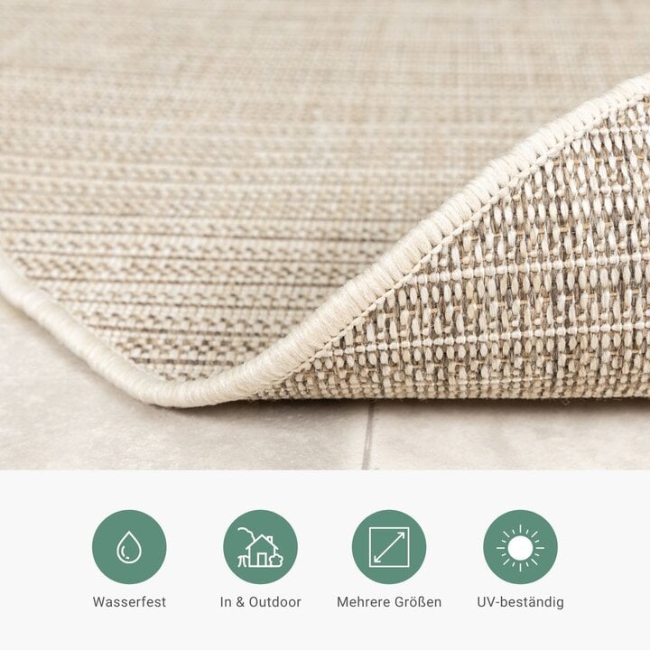 In- & Outdoor Jute Teppich Rund - Nomad Melange Creme - 4