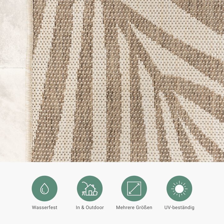 In- & Outdoor Jute Teppich - Nomad Leaves Creme - 5
