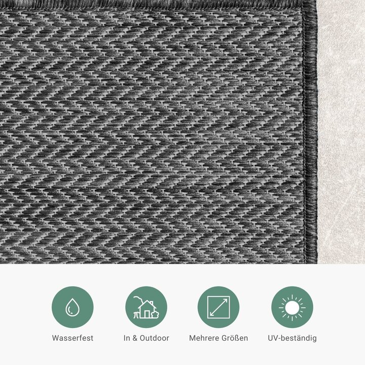 In-& Outdoor Teppich - Malta Arrow Schwarz - 4
