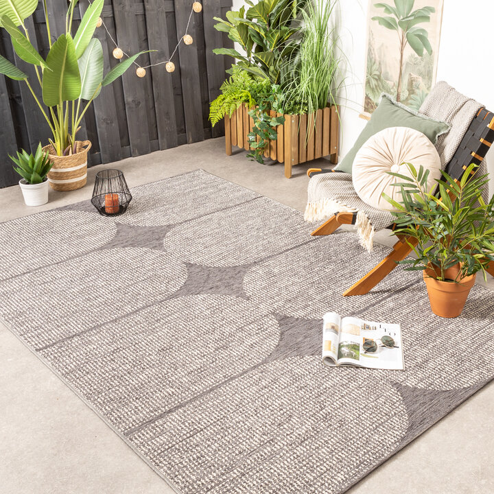 In- & Outdoor Teppich - Porto Curves Hellgrau