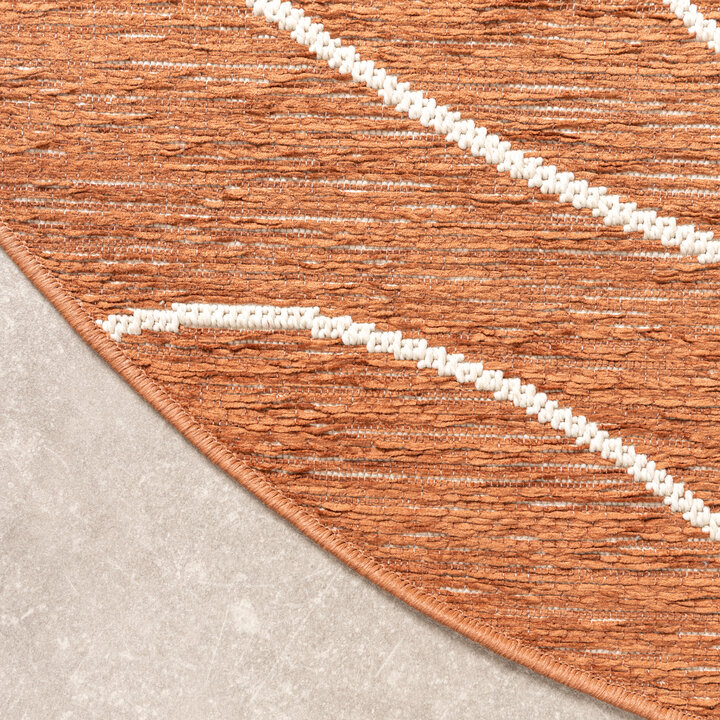 In- & Outdoor Teppich Rund - Porto Lines Terracotta - 5