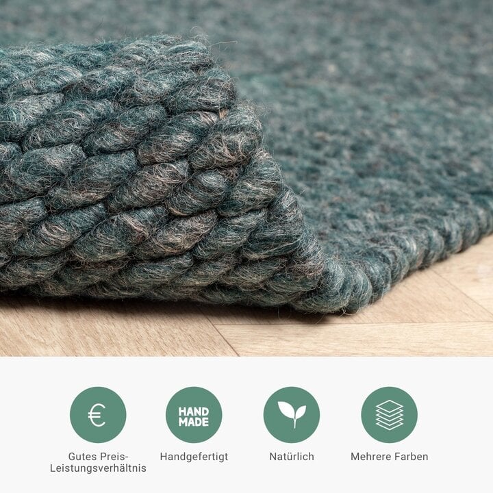 Wollteppich - Brilliant Blau Grün - 4