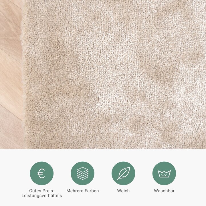 Waschbarer Viskose Teppich Rund - Vive Creme - 5