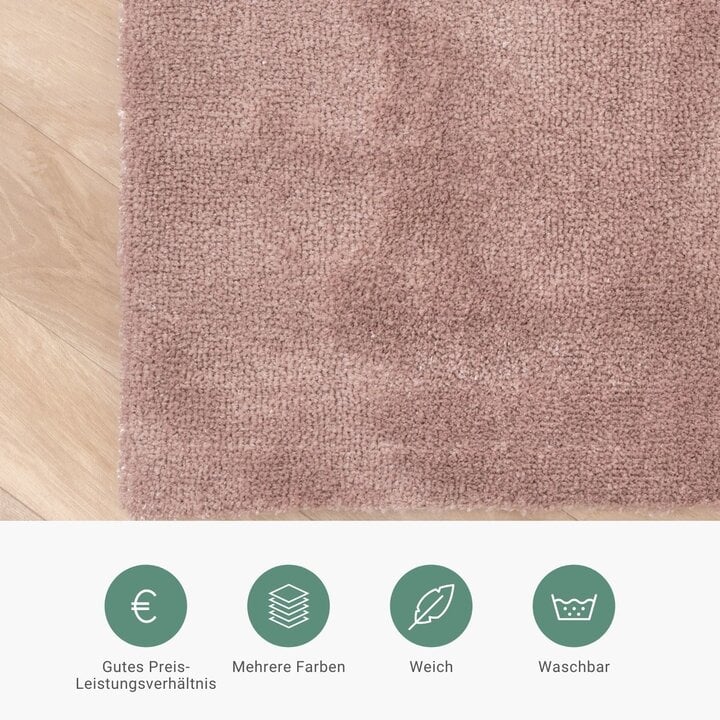 Waschbarer Viskose Teppich - Vive Altrosa - 5