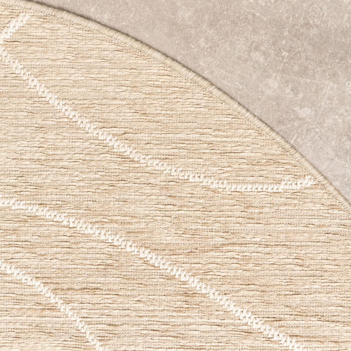 In- & Outdoor Teppich Rund - Porto Lines Creme - 5