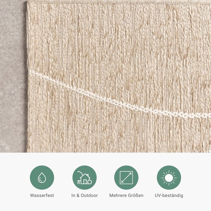 In- & Outdoor Teppich - Porto Lines Creme - 3