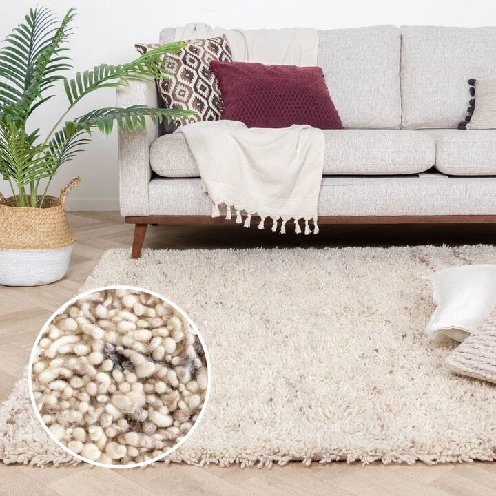 Hochflor Wollteppich - Royal Creme Meliert - 10