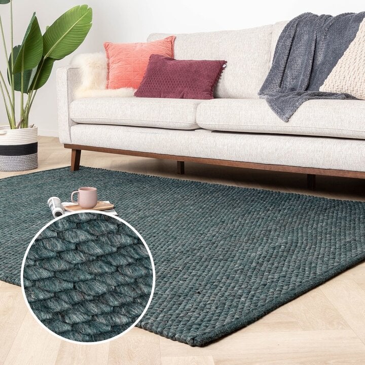 Wollteppich - Brilliant Blau Grün - 9