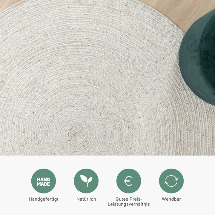 Wollteppich Rund - Wise Grau Meliert 367 - 4