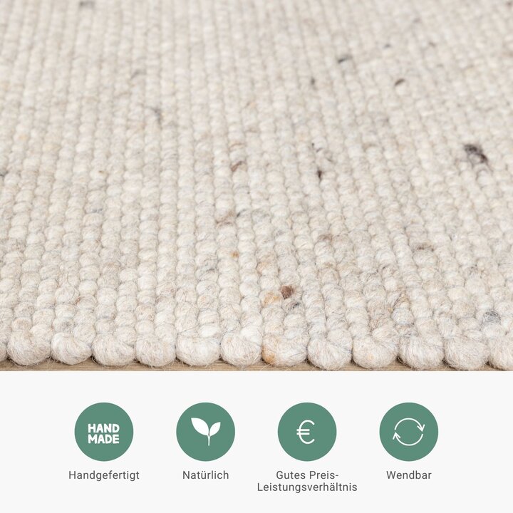 Wollteppich - Wise Weiß Natur 607 - 3