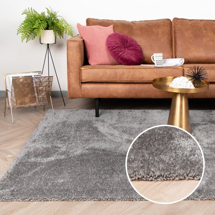 Hochflor Teppich - Glazy Hellgrau - 7