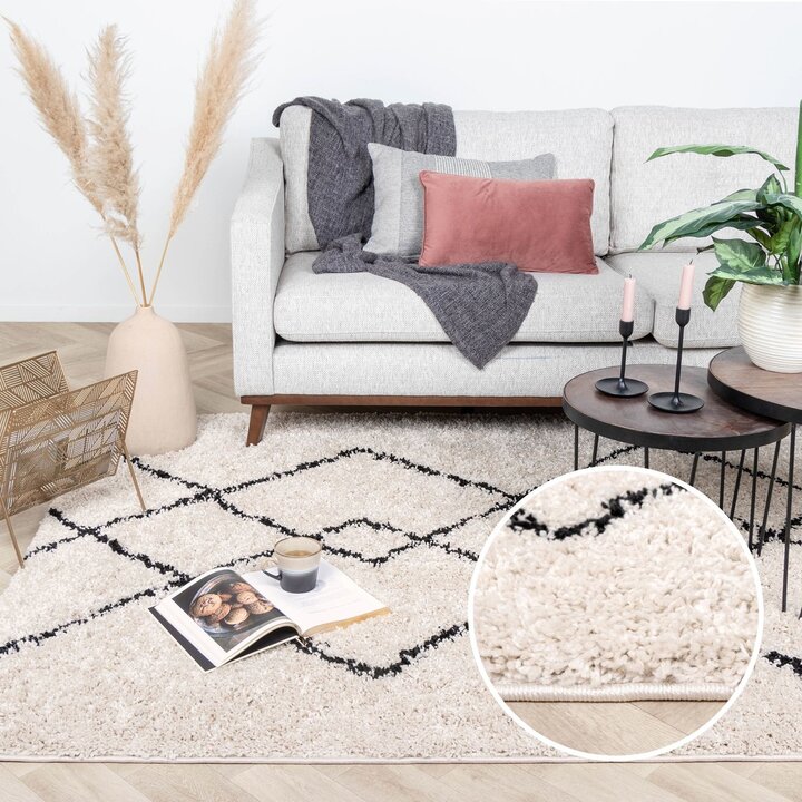 Teppich Hochflor - Sensa Pair Creme Schwarz - 10