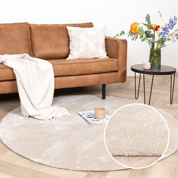 Waschbarer Viskose Teppich Rund - Vive Creme - 9