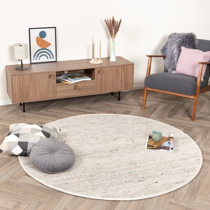 Wollteppich Rund - Dala Beige Meliert