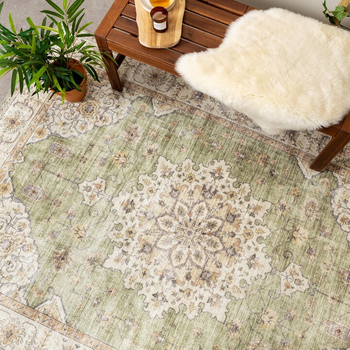 Vintage Gartenteppich - Santo Medaillon Grün - 3