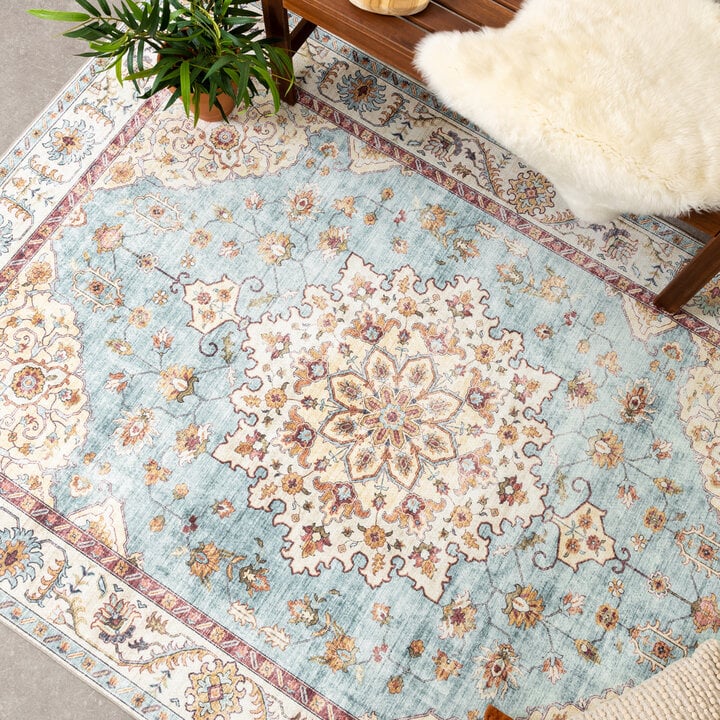 Vintage Gartenteppich - Santo Medaillon Hellblau - 3