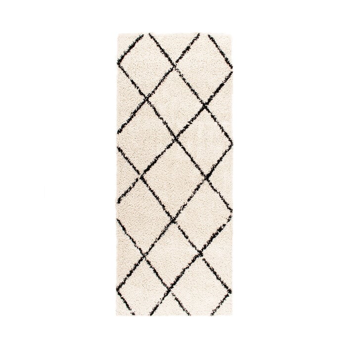 Hochflor Läufer - Grand Lines Creme Schwarz - 1