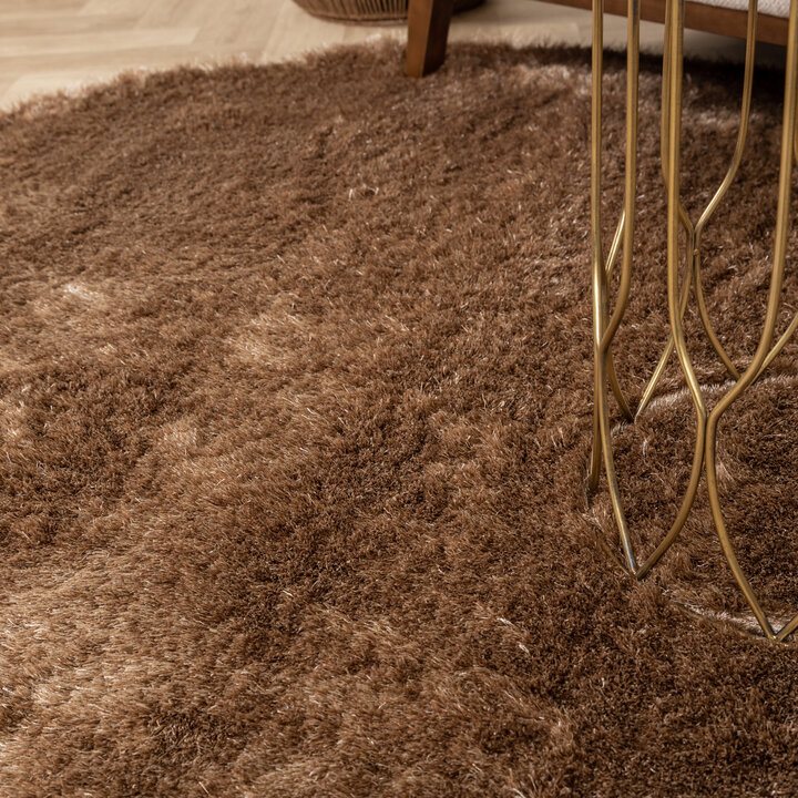 Hochflor Teppich Rund - Glorious Taupe - 4