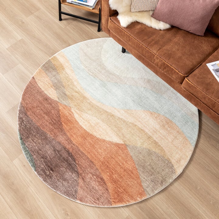 Moderner Teppich Rund - Field Terra Rot - 3