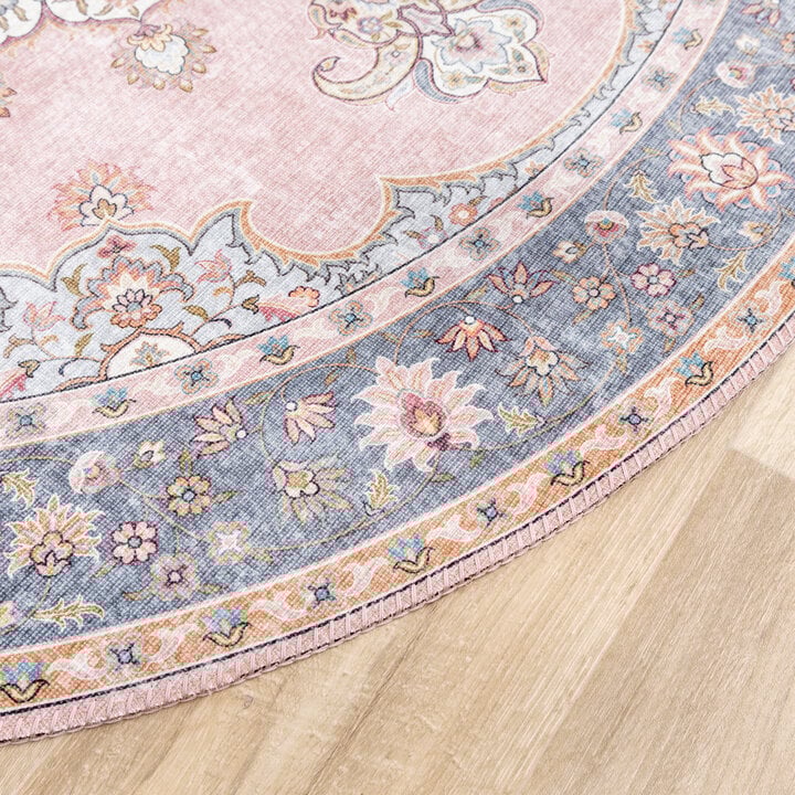 Teppich Vintage Rund - Lily Medaillon Rosa - 6
