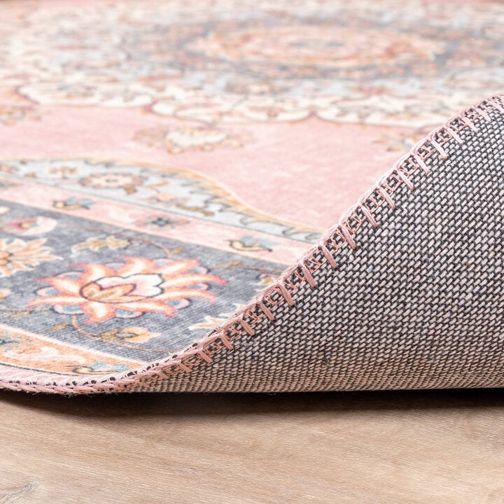 Teppich Vintage Rund - Lily Medaillon Rosa - 7